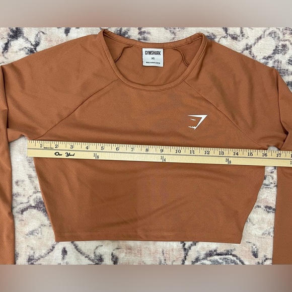 GYMSHARK TRAINING LONG SLEEVE CROP TOP SIZE XS TOFFEE BROWN RUST - Picture 5 of 6